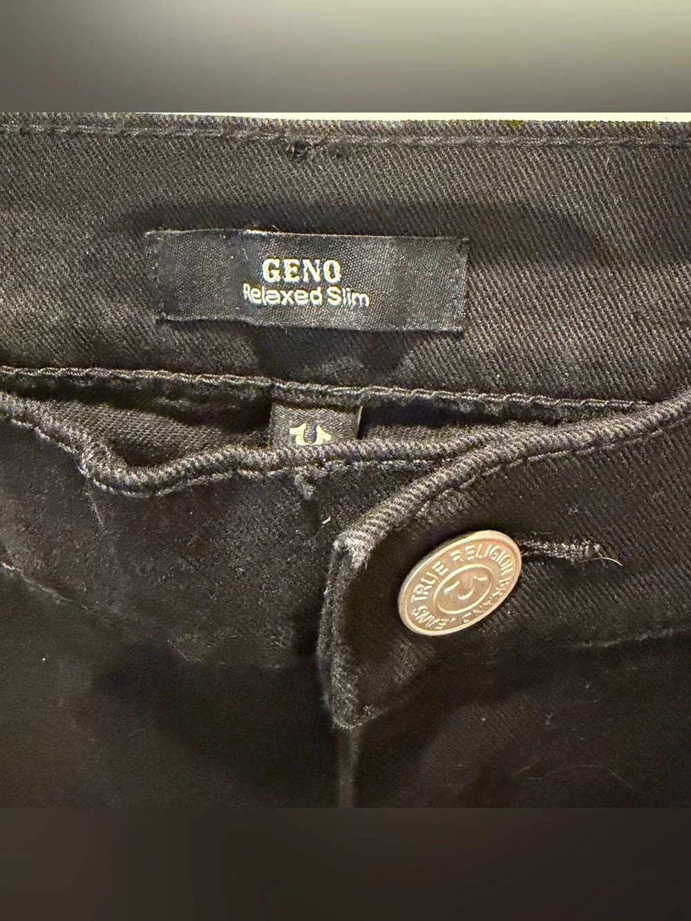 True Religion black rinse Geno SN stud relaxed slim jeans size 36 x 32 NEW